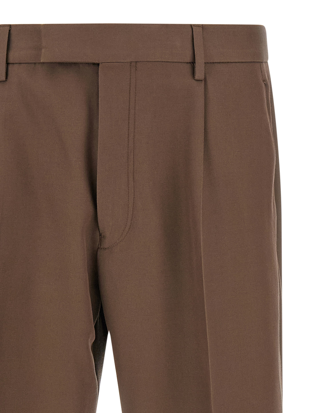 Zegna Wool Cotton Pants - Brown | 0fd9975eb02f9f29116374deca36a62d46ca1790
