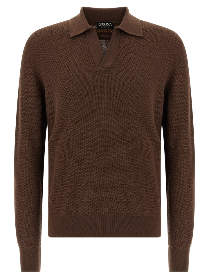 Zegna Oasi Cashmere Polo - Brown | 456d3fbcdd1d0f050e436fbe688d95adba254a9d