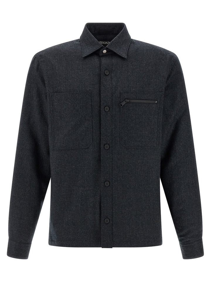 Zegna Techmerino Overshirt Shirt and Blouse - Gray | c96d77886014879820dd39aadbec0a025ecdaf1d