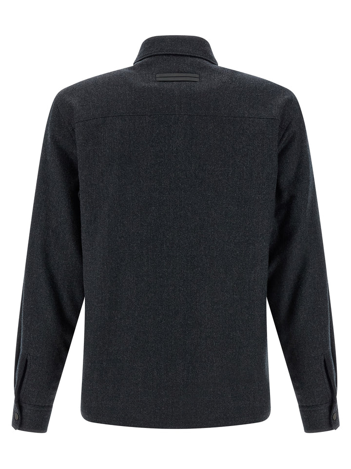 Zegna Techmerino Overshirt Shirt and Blouse - Gray | 48a73dfec5f03af383c4c93731de086fb68e9ca2
