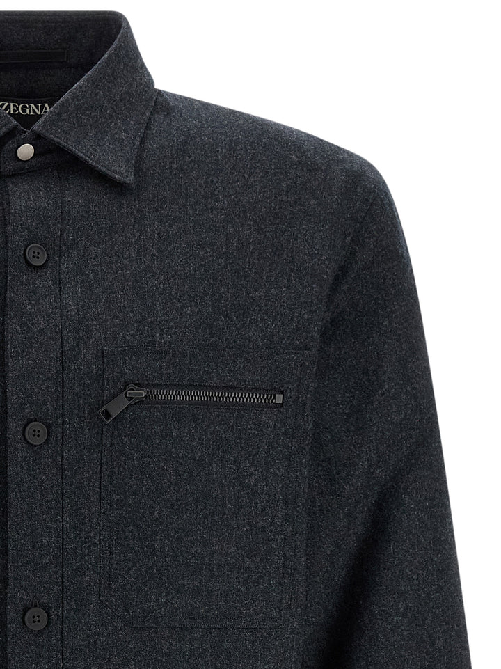 Zegna Techmerino Overshirt Shirt and Blouse - Gray | d5c5c5474dc2ebd20a24fed62d10fac651d06a6b