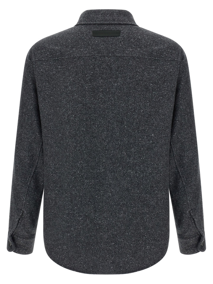 Zegna Mélange Overshirt Shirt and Blouse - Gray | f2977dfa65ae80a1f659ec51da2fd422a9267597