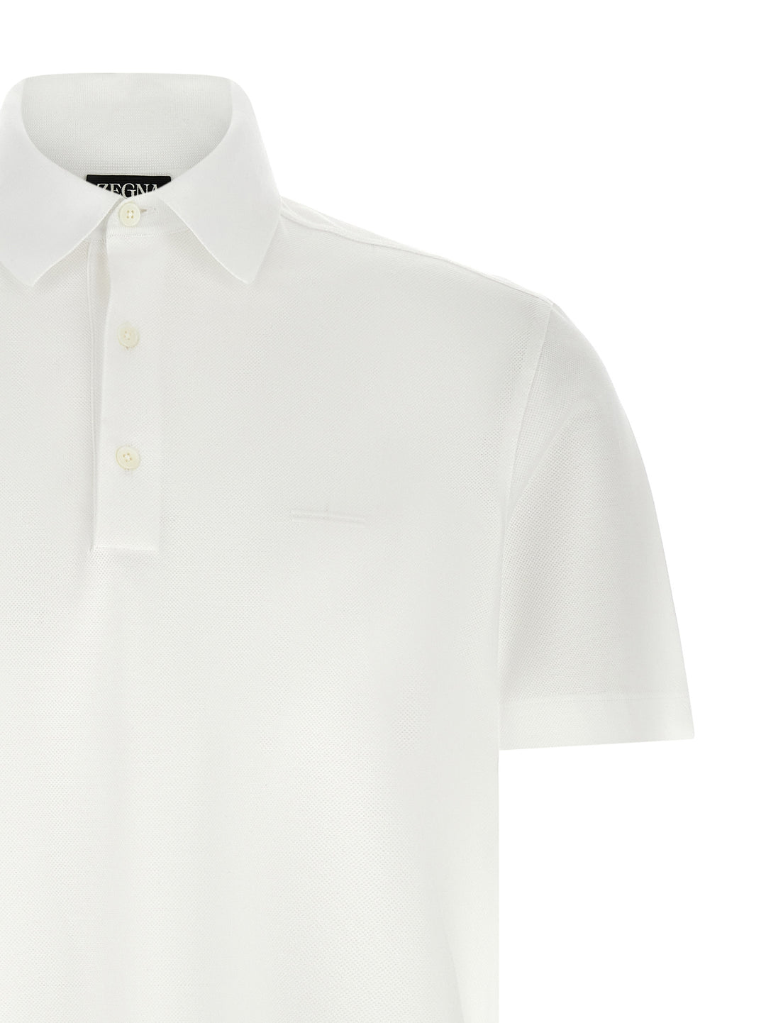 Zegna Piqué Cotton  Shirt Polo - White | 2117251a9582ce364f16f9b326f3cb84983d2588