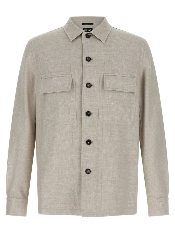 Crossover Shirt And Blouse Gray