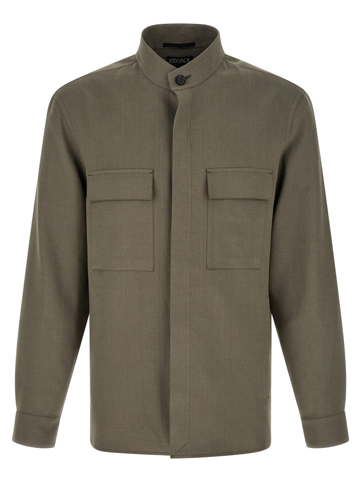 Zegna Oasi Lino Shirt and Blouse - Gray | 7d6b2ac54ff23496e8781931941faff1d8b5c918
