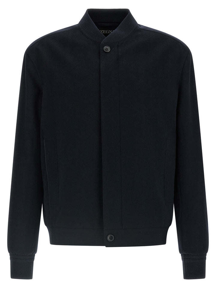 Zegna Oasis Cashmere Bomber Jacket Puffer Jackets - Blue | a0268949215b2392453a5cedbae059795d3bd1b7