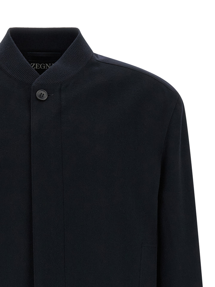 Zegna Oasis Cashmere Bomber Jacket Puffer Jackets - Blue | 24b6ba6ee491a1be2e2a66abd64f539799ba8099