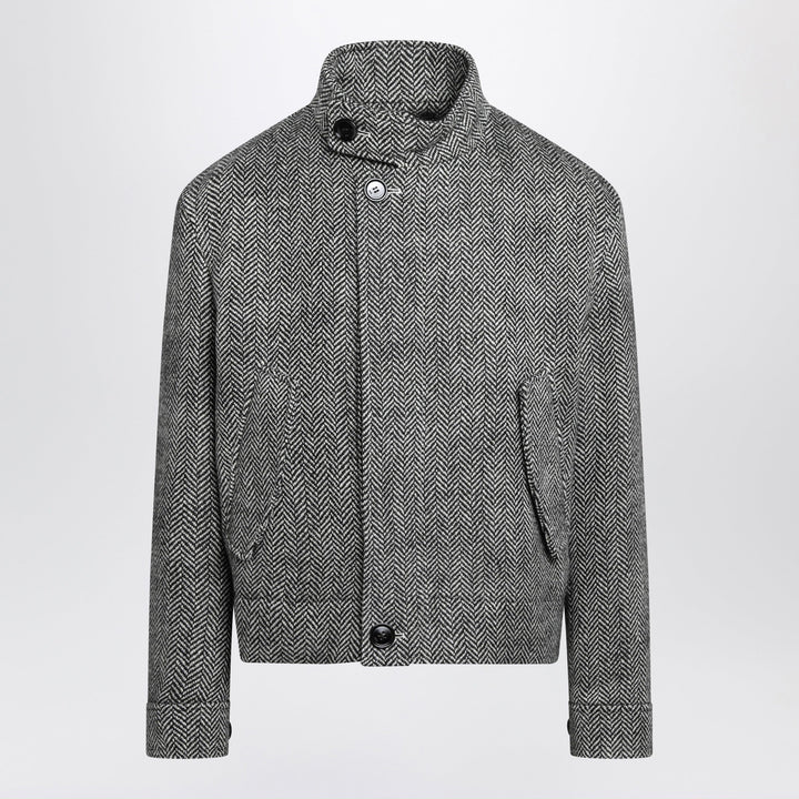 Ami Paris Black Padded Harrington Wool Jacket