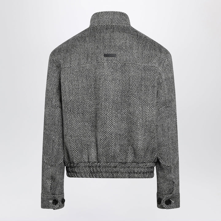 Ami Paris Black Padded Harrington Wool Jacket
