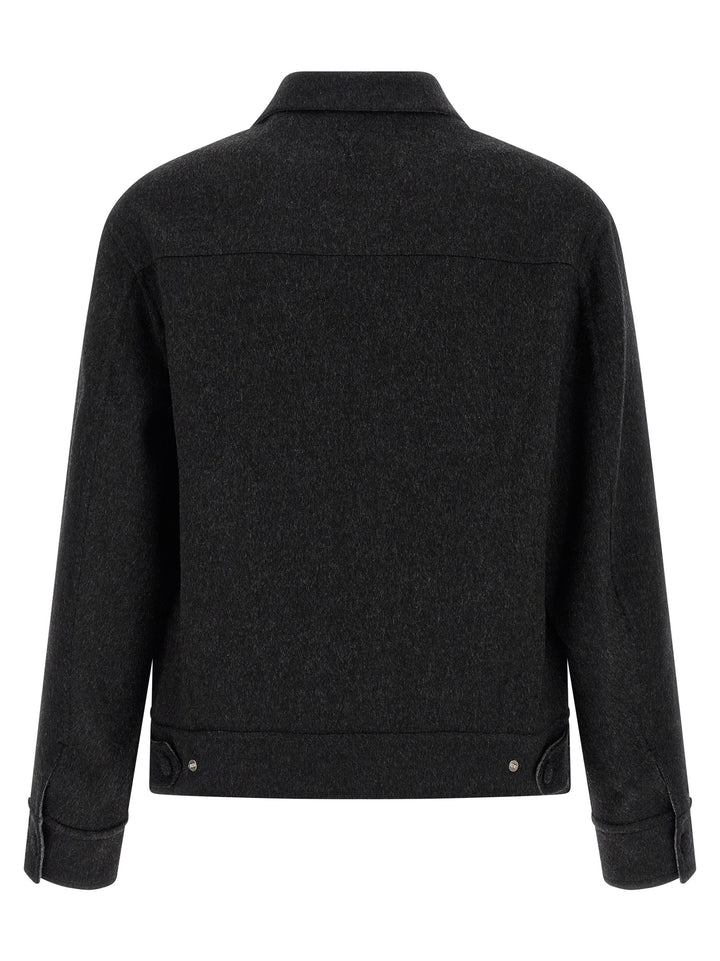 Ami Paris Lenci Cloth Overshirt Puffer Jackets - Gray | a80da39cec94814817b9d15c7ccfa3fc4b09d873