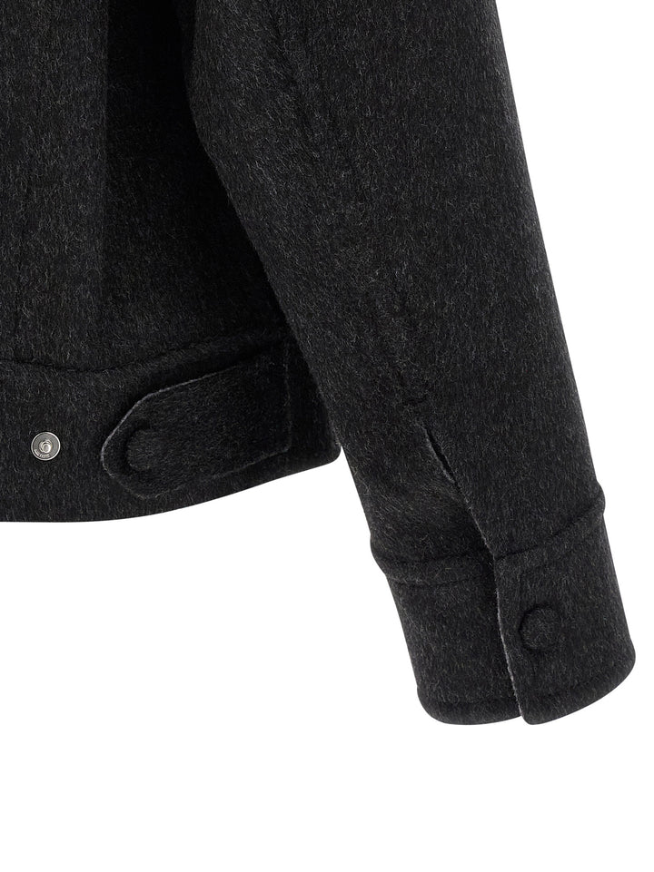 Ami Paris Lenci Cloth Overshirt Puffer Jackets - Gray | 152237fccd00636d50256decd4a5db667280a330