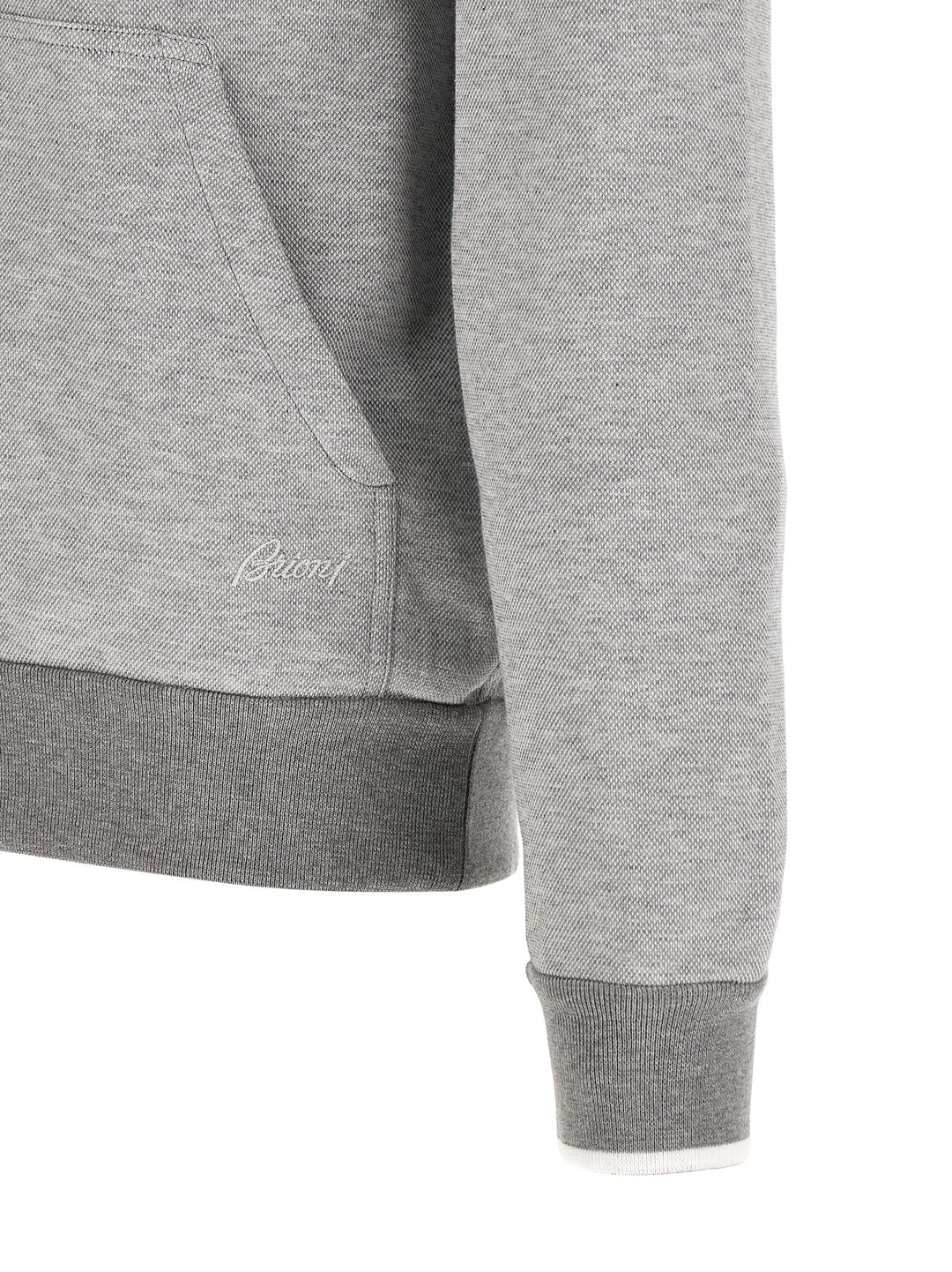 Brioni Piquet Cotton Hoodie Sweatshirt - Gray | 18cf14b0ce1d520edb81c9ae37cc6708e9804660