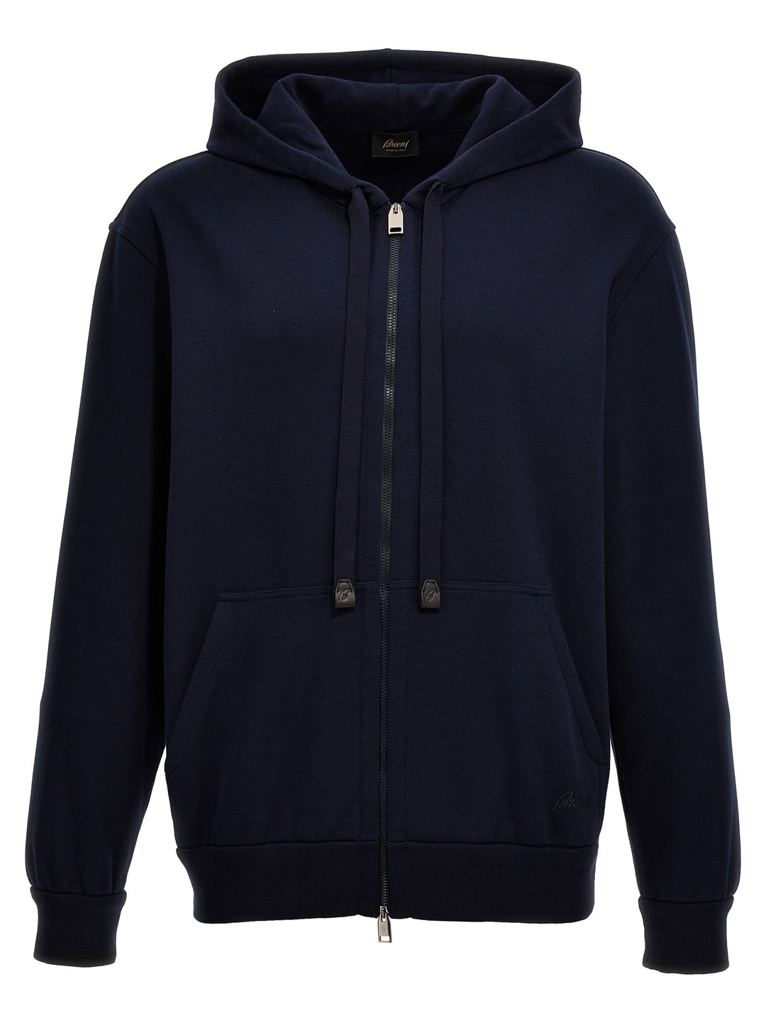 Brioni Piquet Cotton Hoodie Sweatshirt - Blue | 2a95d9a25a2ebcf7077d17237c60afcab363bfae