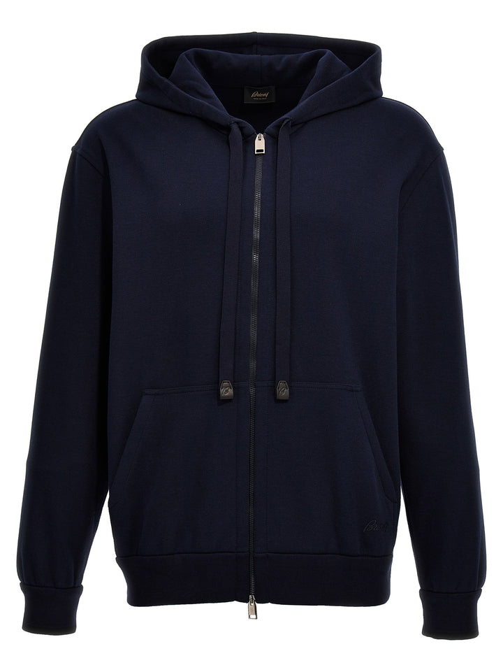 Brioni Piquet Cotton Hoodie Sweatshirt - Blue | 2a95d9a25a2ebcf7077d17237c60afcab363bfae