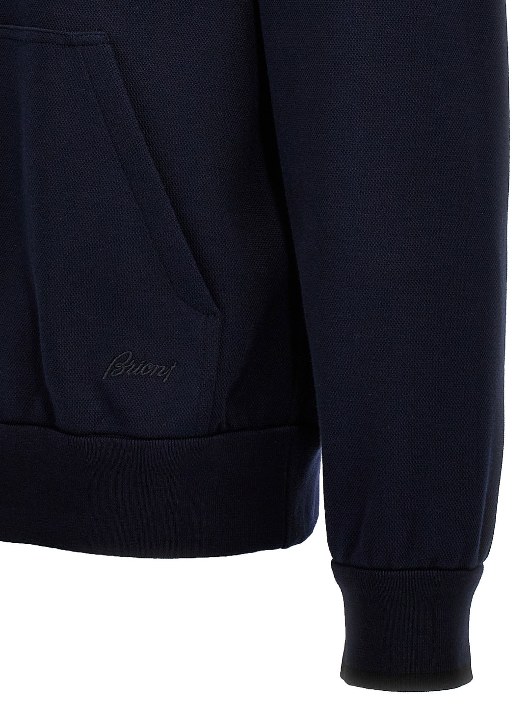 Brioni Piquet Cotton Hoodie Sweatshirt - Blue | 8ab9fec4ae6928639e3be8c6dfe11bc1b38f2be0