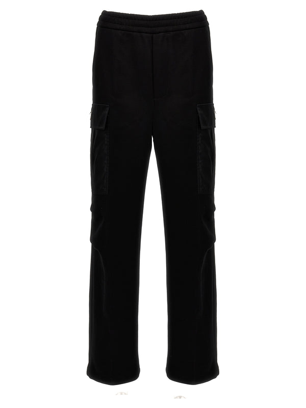 Nylon Insert Cargo Joggers Pants Black