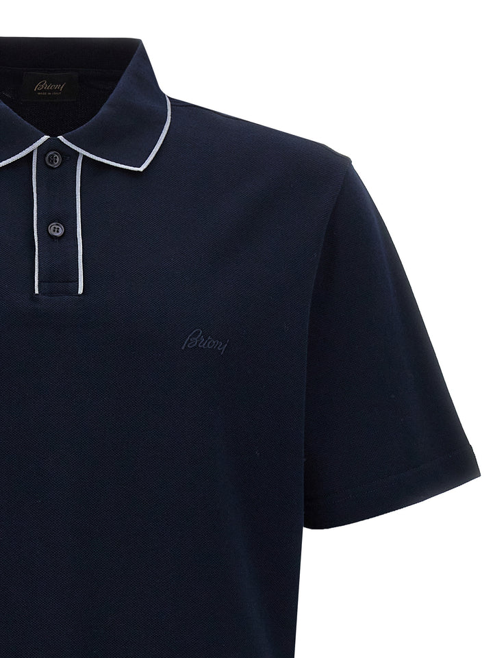 Logo Embroidery  Shirt Polo Blue