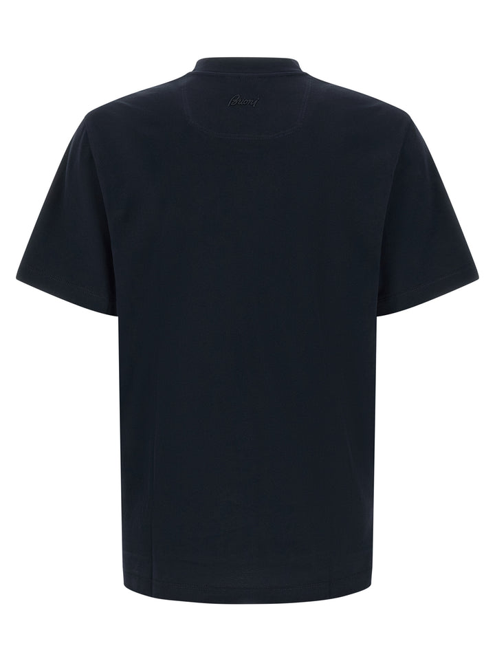 Brioni Logo Embroidery T-shirt - Blue | 0e84b9b3860b9f44386ec0aa2269a59843da63af