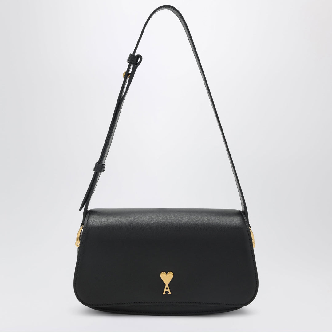 Ami Paris Paris Paris Black Leather Shoulder Bag