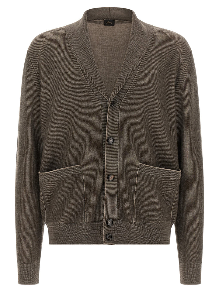 Brioni Shawl Neck Cardigan Sweaters and Cardigans - Brown | c4971ec8cb21fa4817d2097c2853a26ac6f1df43