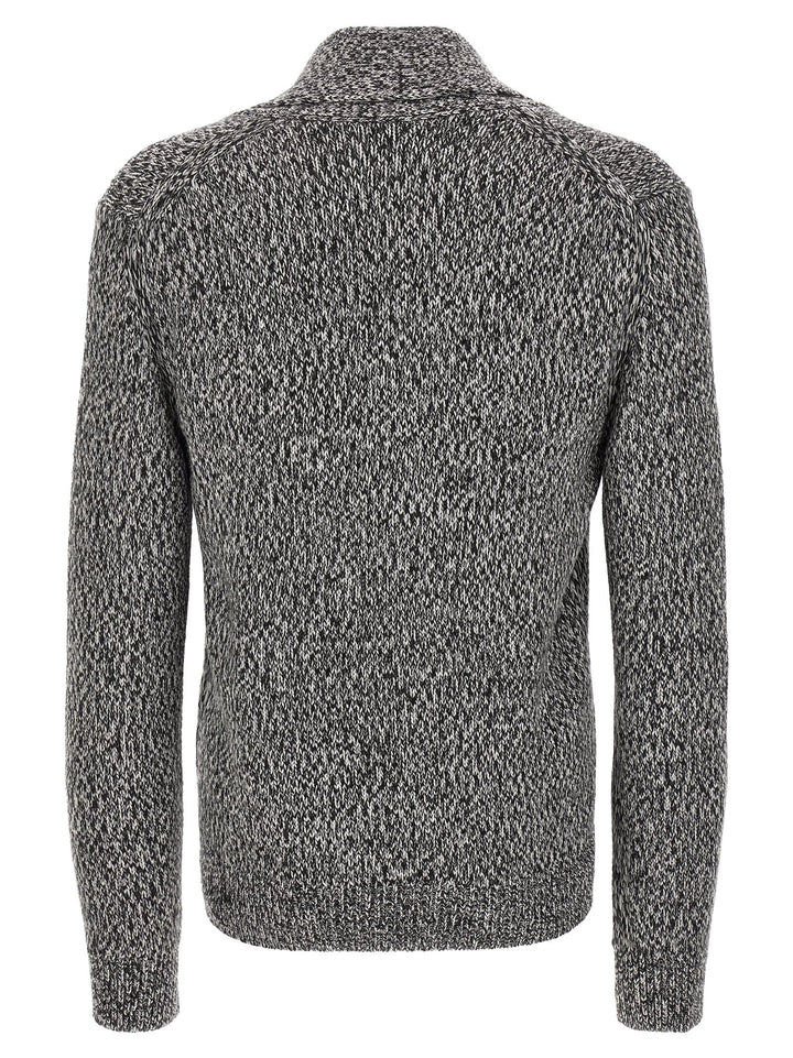 Brioni Shawl Neck Cardigan Sweaters and Cardigans - White/Black | 98bdf9a22008e194ead87d24d45b4b73375f8100