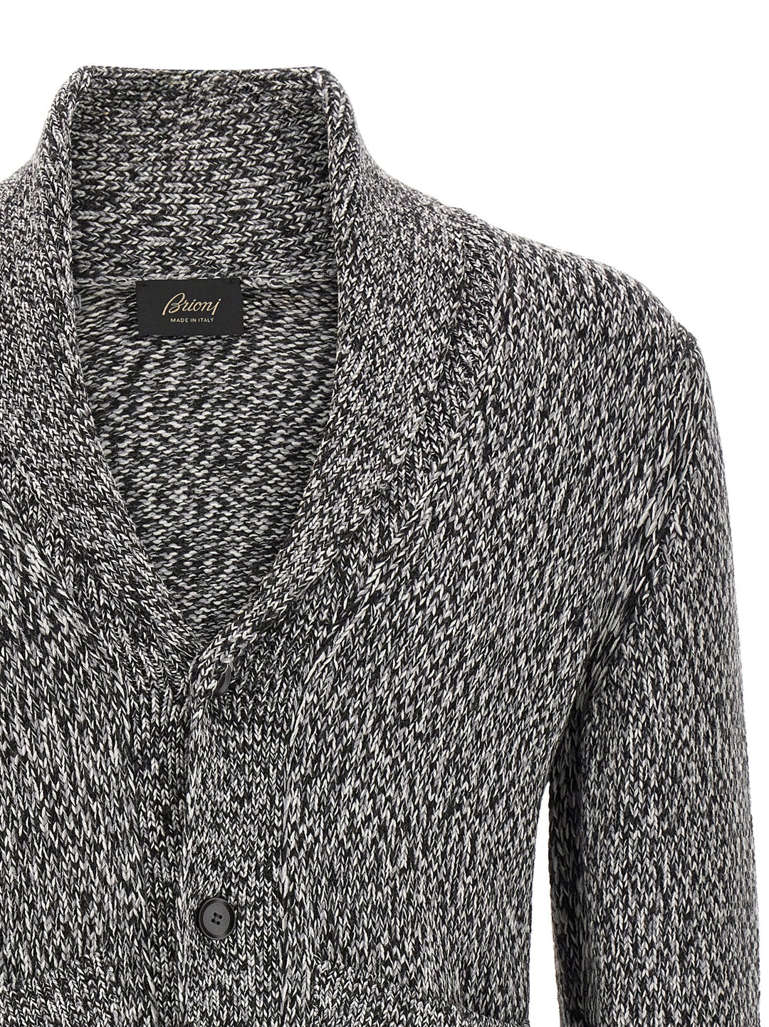 Brioni Shawl Neck Cardigan Sweaters and Cardigans - White/Black | bf657d6b16a7c5f6e109611eaad035c395176f5a