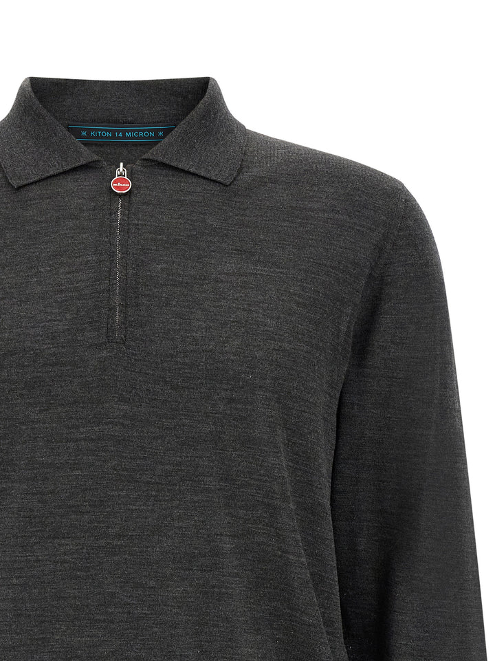 Kiton Wool  Shirt 14 Microns Polo - Gray | 355f91eb51f5c674f0fc4e250408d41df48715dc