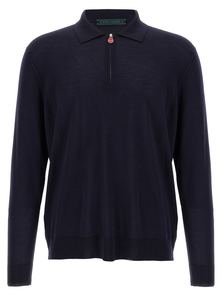 Kiton Knitted  Shirt Polo - Blue | 9af831230a491b03e8676d2845b73f6093b64513