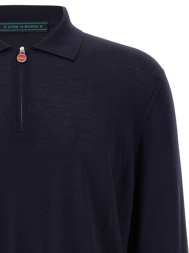 Kiton Knitted  Shirt Polo - Blue | da4750ae1a41a44682d3fa9f4ccefb51037334e5