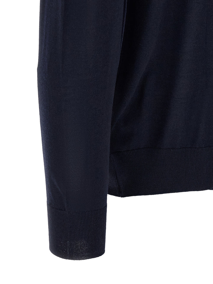 Kiton Wool  Shirt 14 Microns Polo - Blue | 66335ef1f7255ccac00f71d2d2e702dedfdeba52