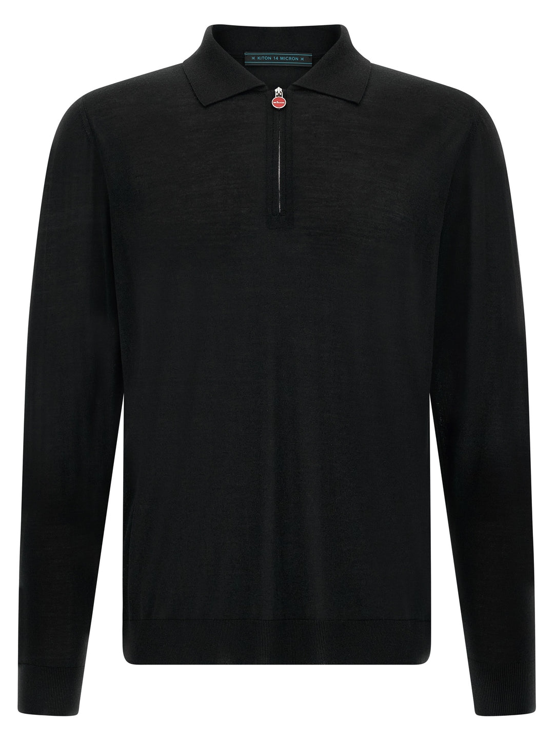 Kiton Wool  Shirt 14 Microns Polo - Black | a6130ab2144d0fb9a5727c1e238d54323e3f1a21