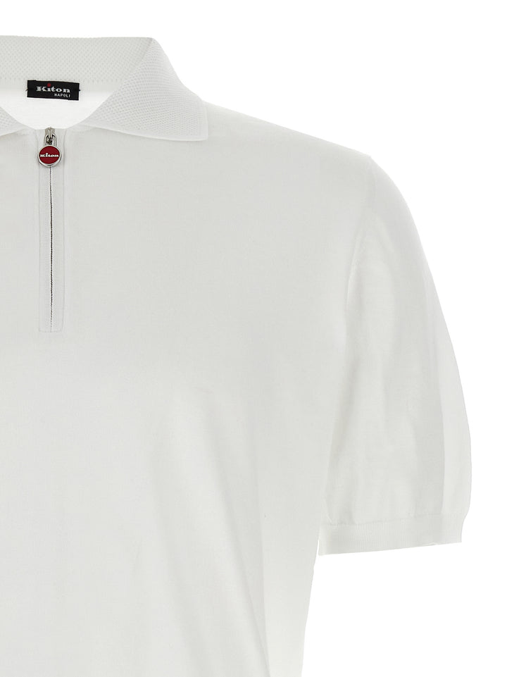 Kiton Honeycomb  Shirt Polo - White | e1024d5a1624739ffb852ff25772350892f54db4