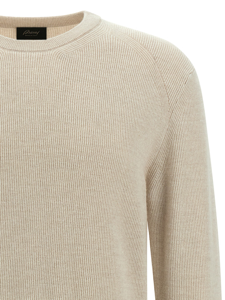 Brioni Ribbed Sweater Sweaters and Cardigans - Beige | 02577cc6facabdbc147aca7bcdffca2ad0bd7e07