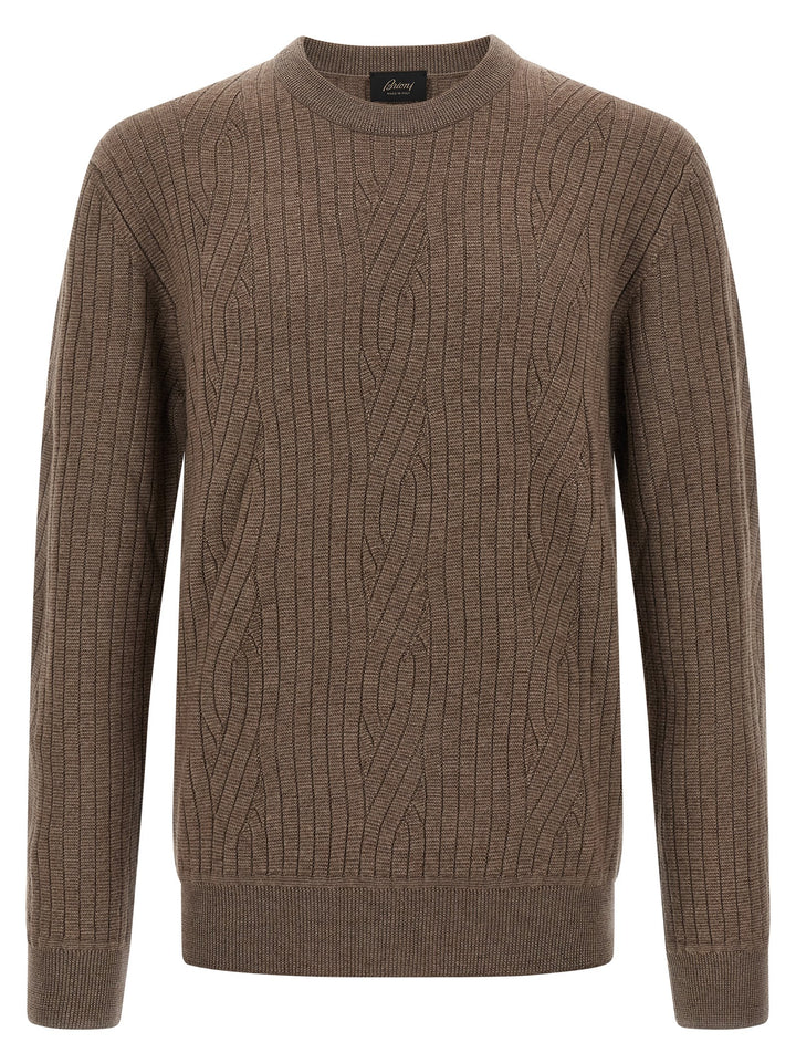 Brioni Ribbed And Braid Sweater Sweaters and Cardigans - Brown | 58c873cfb02de62c84c8957ab031443d74f314d2
