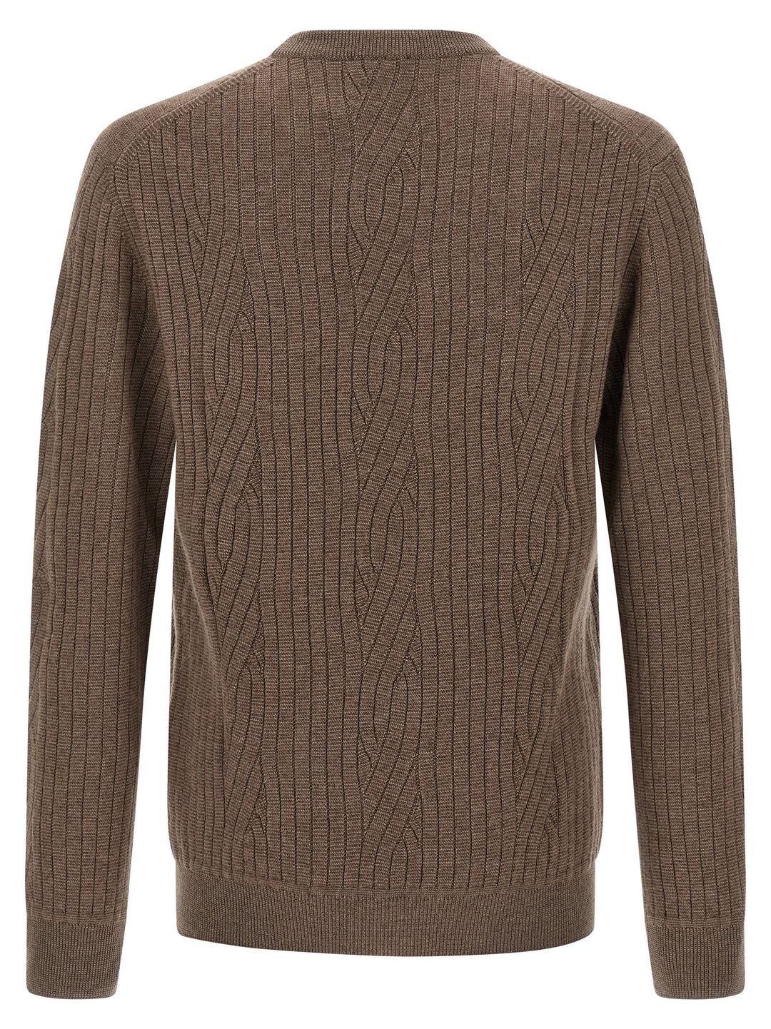 Brioni Ribbed And Braid Sweater Sweaters and Cardigans - Brown | 8b119dfdad7b0aa3f587b0233b3a26af4acfedf4