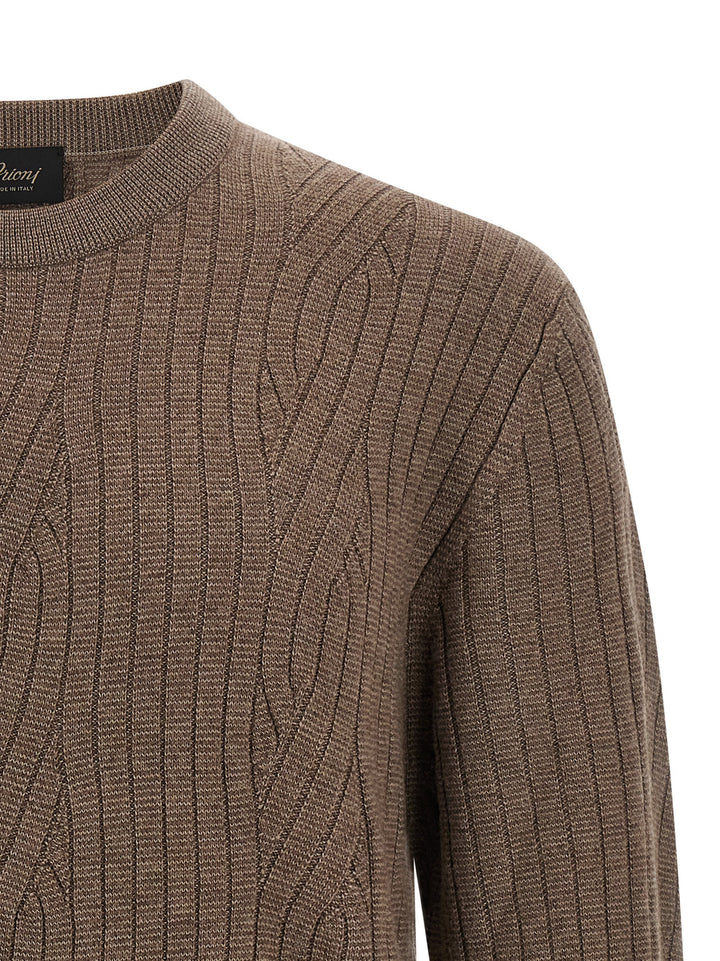 Brioni Ribbed And Braid Sweater Sweaters and Cardigans - Brown | c6a56178846aec58d50299ef57069d3628e1c7c8