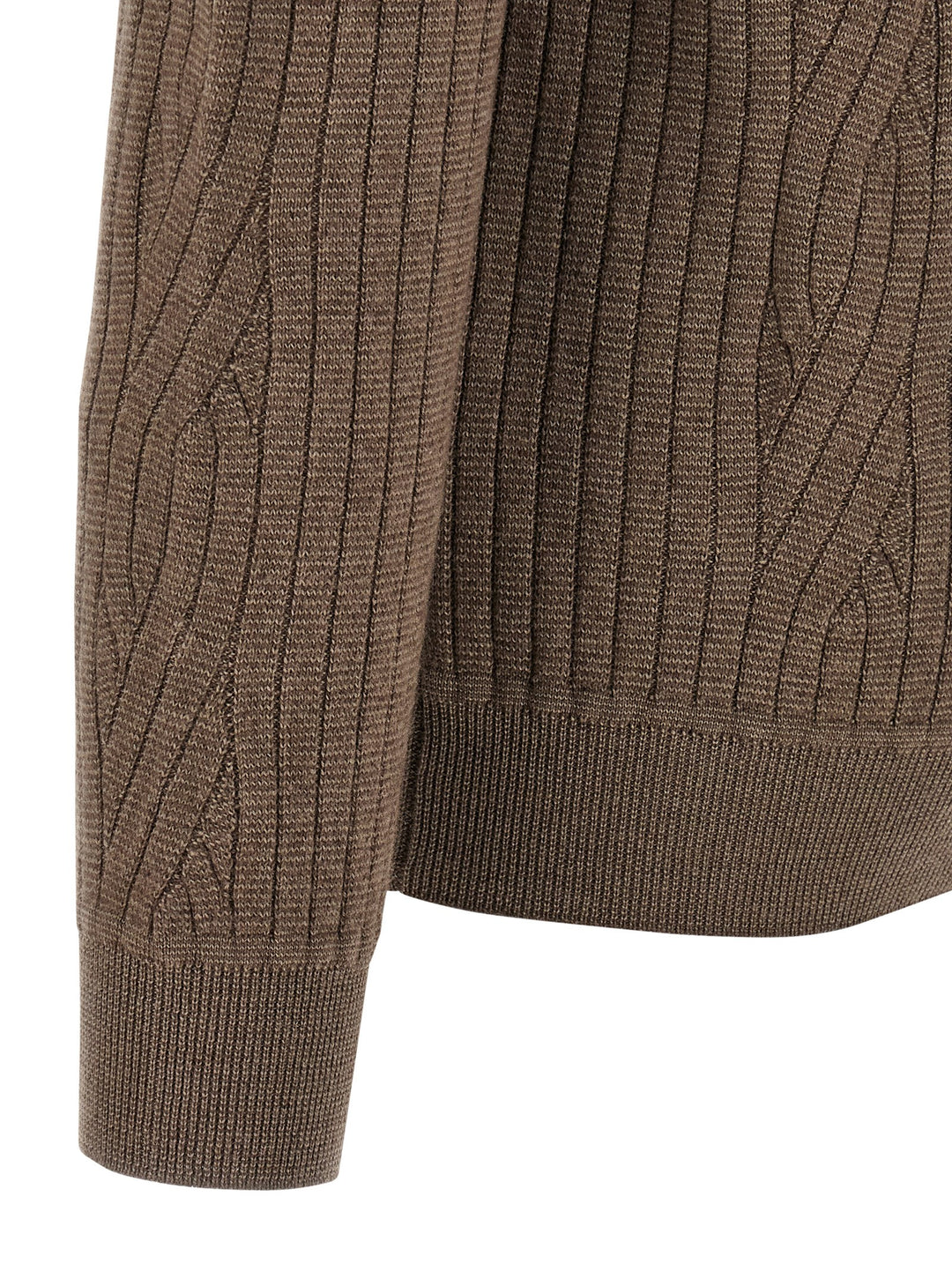 Brioni Ribbed And Braid Sweater Sweaters and Cardigans - Brown | d09be9fad6cad3e34bb76278250564cc70257ac7