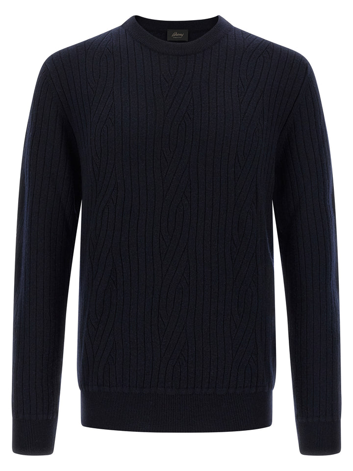 Brioni Ribbed And Braid Sweater Sweaters and Cardigans - Blue | 0169d846e08a531511db37fee5ec6b32d68fbf7b