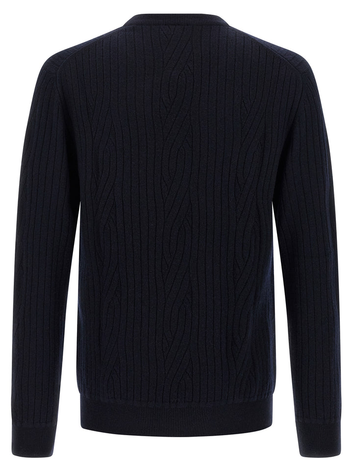 Brioni Ribbed And Braid Sweater Sweaters and Cardigans - Blue | a01780e06663eb4e87679471d6b895ab72c8cdfe