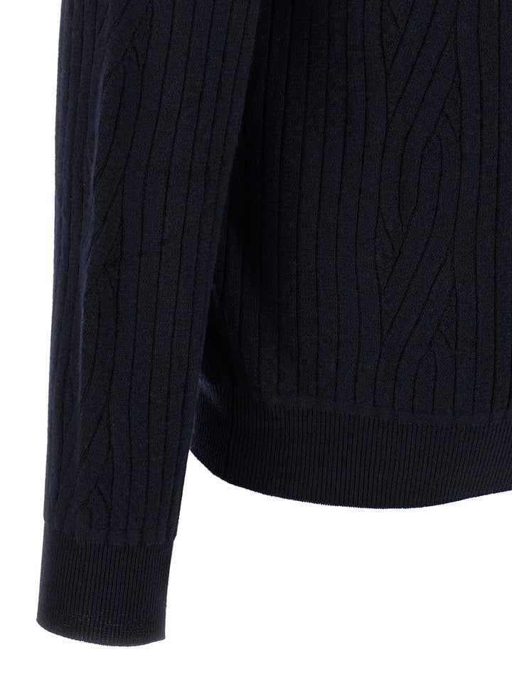 Brioni Ribbed And Braid Sweater Sweaters and Cardigans - Blue | d7eabbb8d92832c3b8c2e4f3f841de85f6cff798