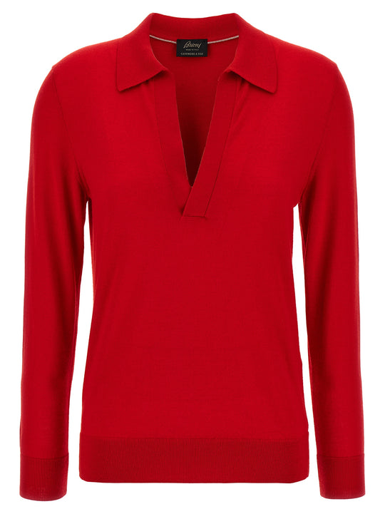 Cashmere And Silk Shirt Polo Red