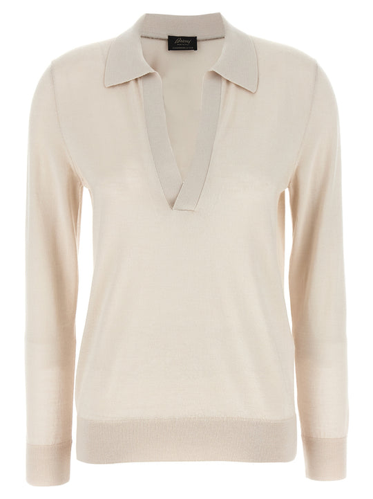Cashmere And Silk Shirt Polo Beige