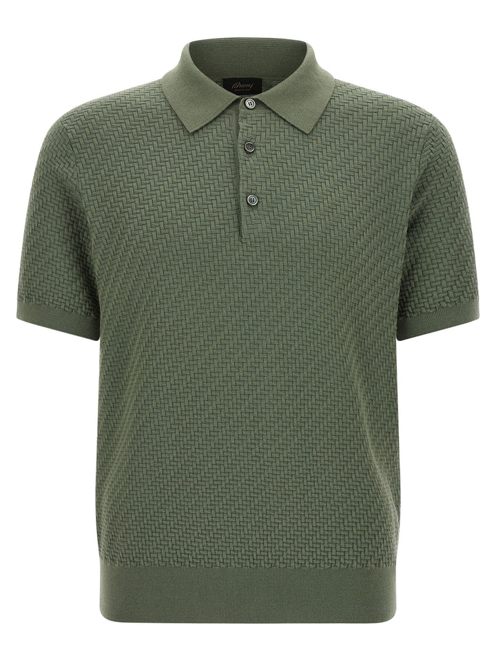 Brioni Weaving  Plot Polo - Green | de27e1880c0a0184a606663e55ba957b17f0bfb2