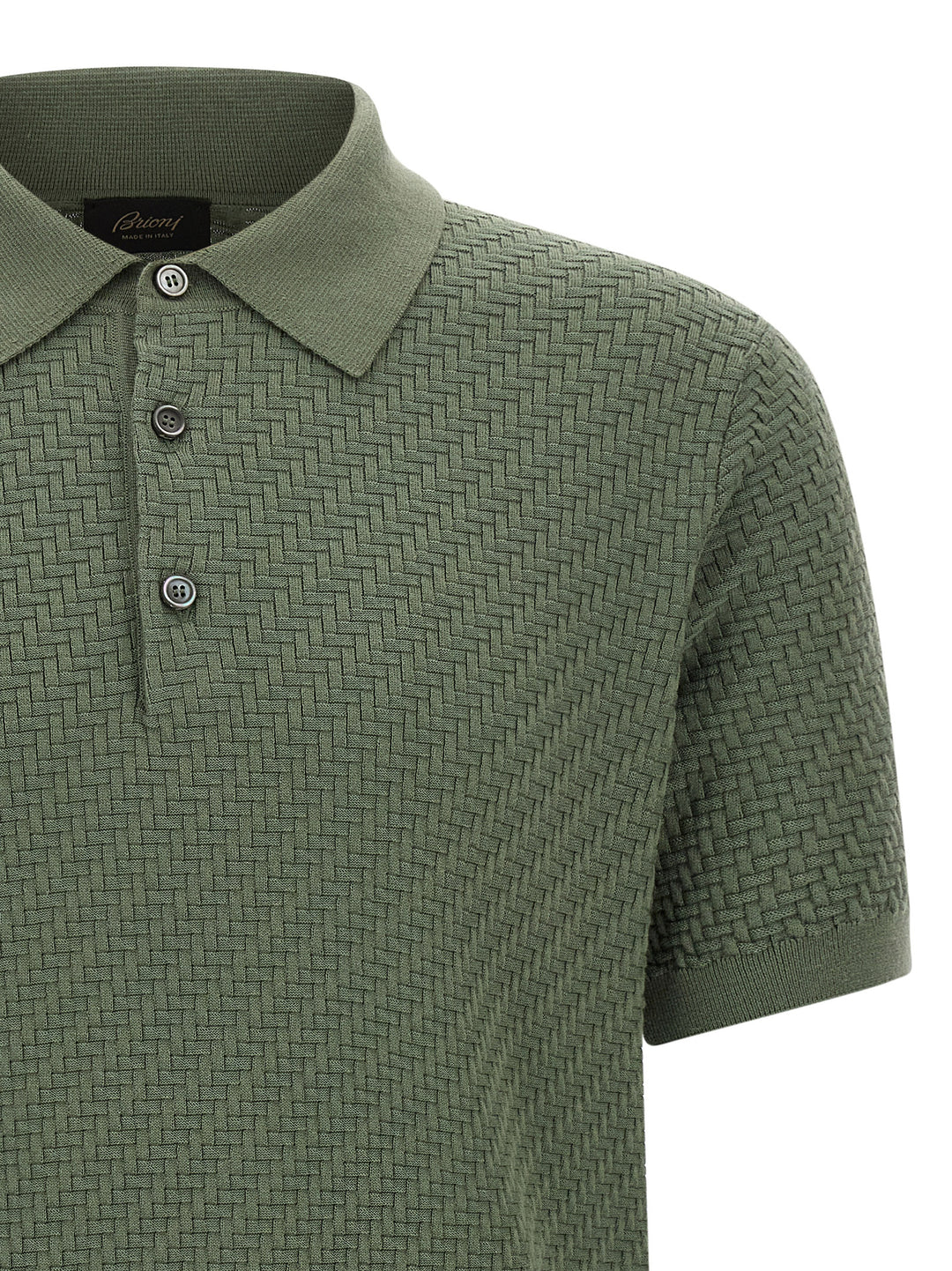 Brioni Weaving  Plot Polo - Green | d4551ad226b73b39d48331fddcb2420083ffa2ed