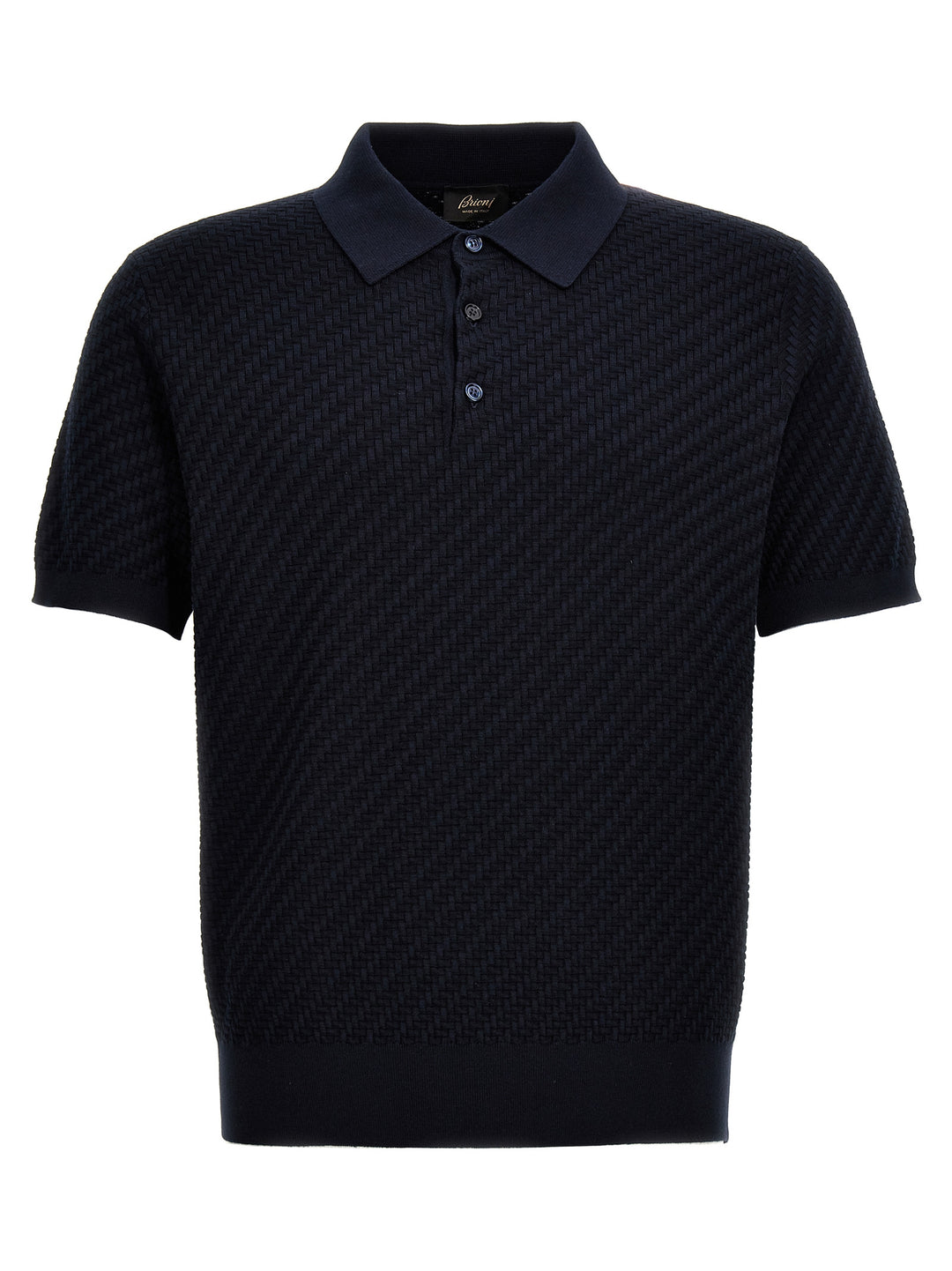 Brioni Woven Knit  Shirt Polo - Blue | 02964f3ff3432a315a44e1ee8c8ae0718b6dd889