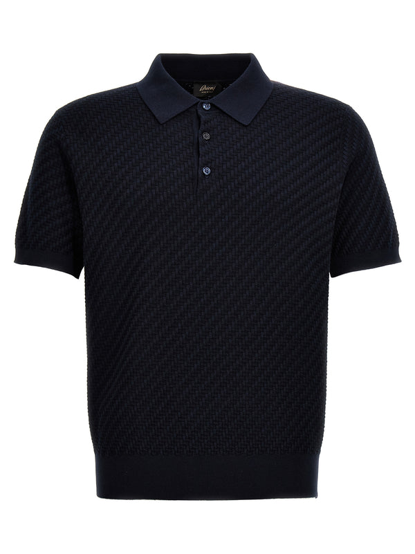 Woven Knit Shirt Polo Blue