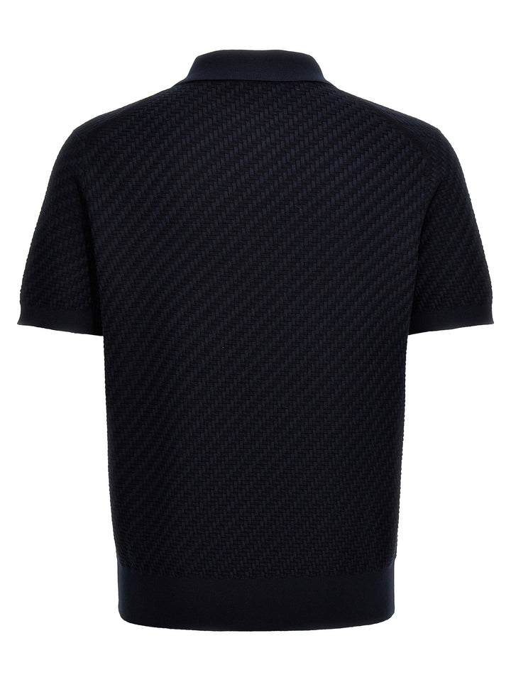 Brioni Woven Knit  Shirt Polo - Blue | 3df3e12f9c7ee5ca84f2794233b196d57a054377