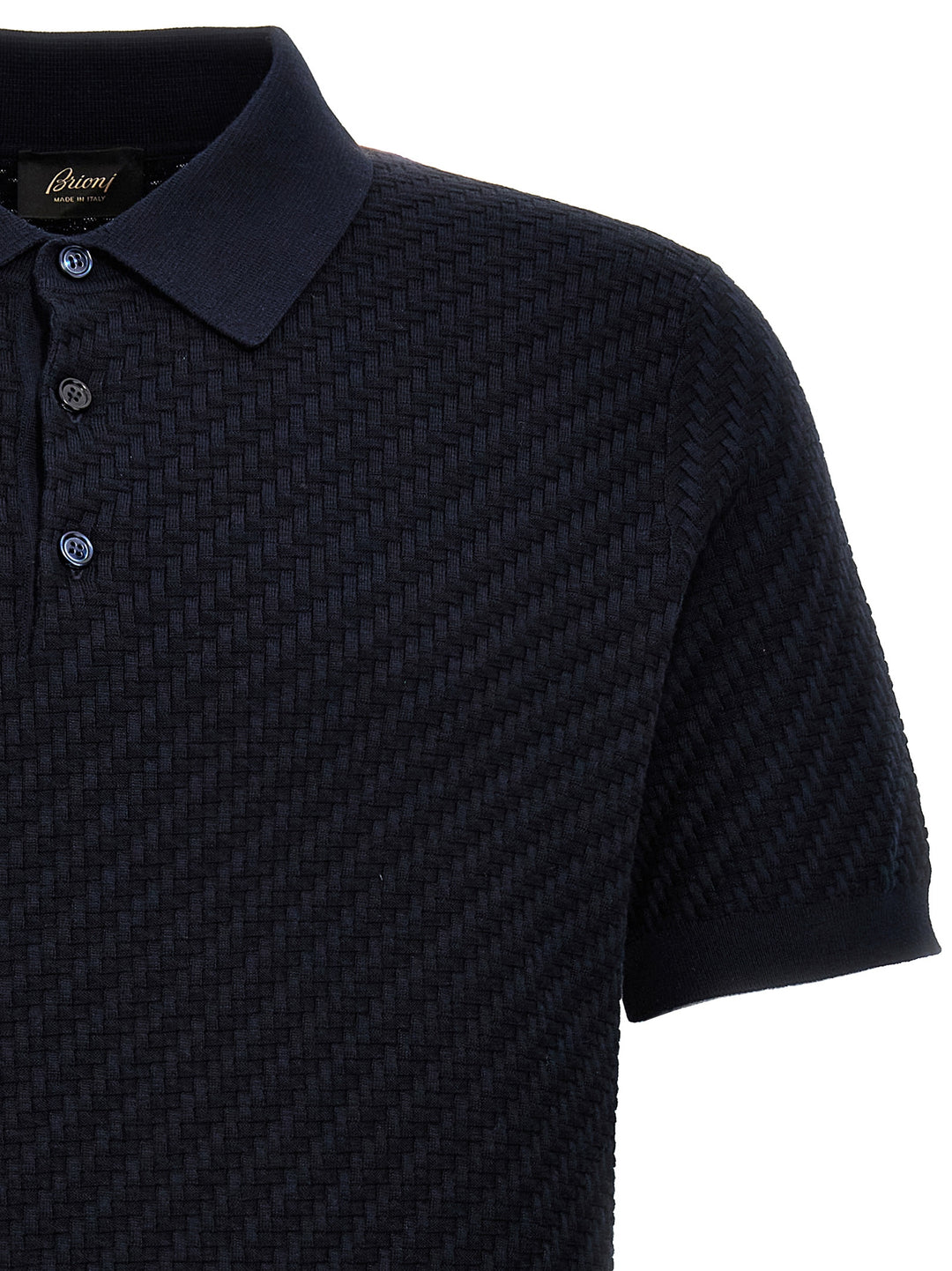 Brioni Woven Knit  Shirt Polo - Blue | 080d1c153d02e4f70c5c4b7af0a62bb469c8958f