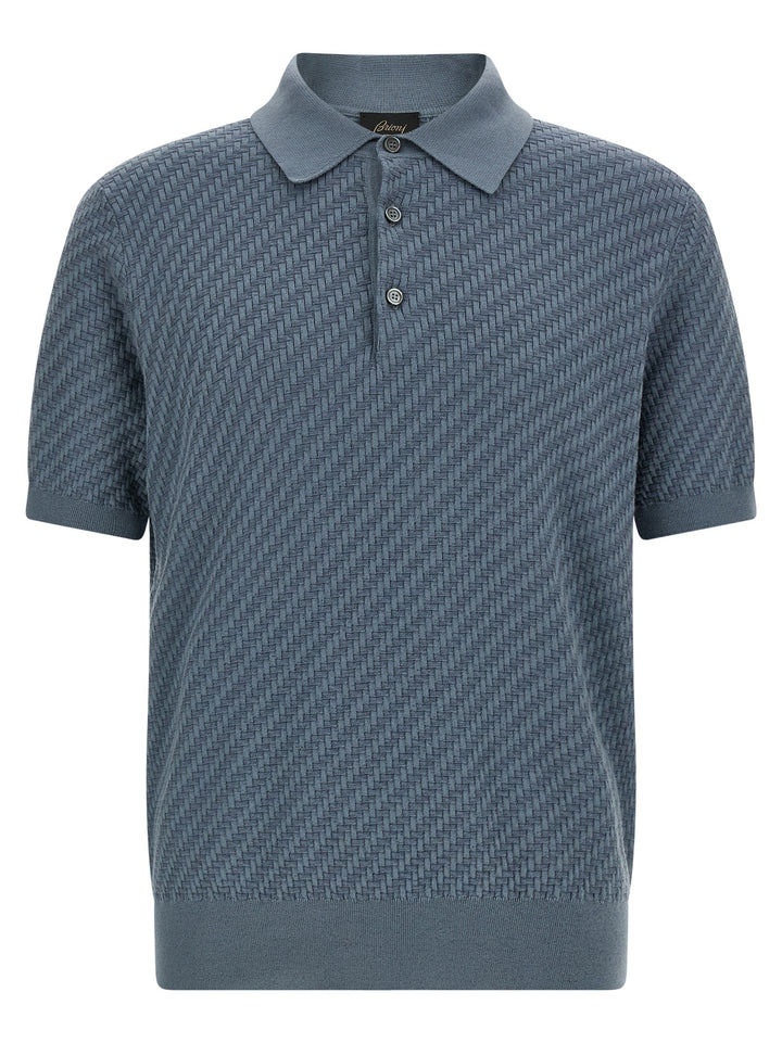 Brioni Weaving  Plot Polo - Light Blue | 6ed7a1d39b40d6fee0c34c2062bcf2fc840a52e7