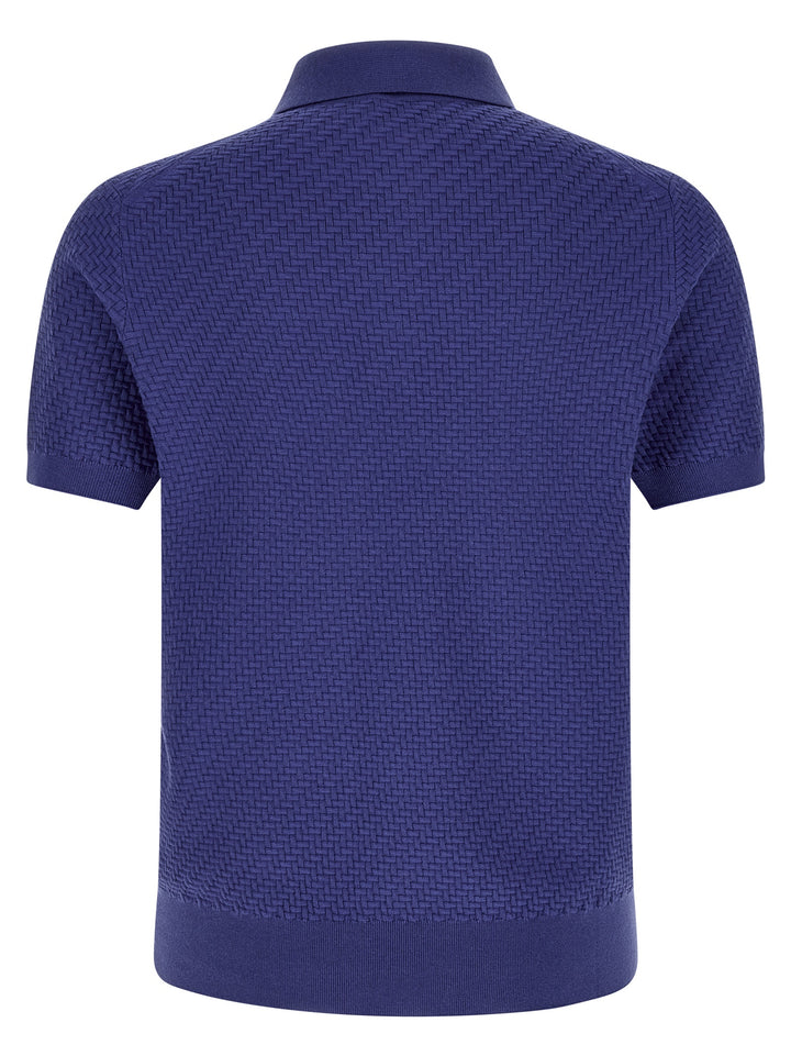 Brioni Weaving  Plot Polo - Blue | 5ec9989491b4732ee907db541eb1f258f447f315